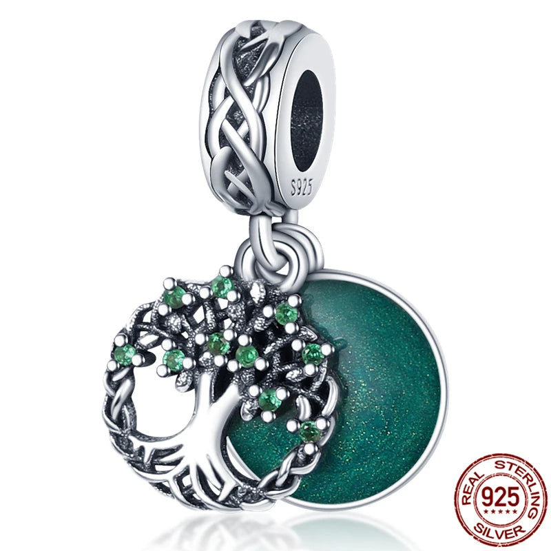 Sterling Silver Green Series Flower Tree Apple Pendan