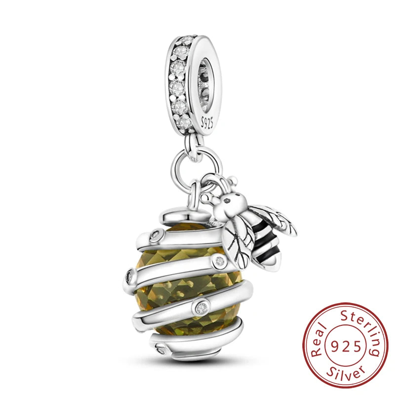 Original Sterling Silver Charm Beads Glowing Luminous Firefly Butterfly Pendant for Bracelet Charm Jewelry