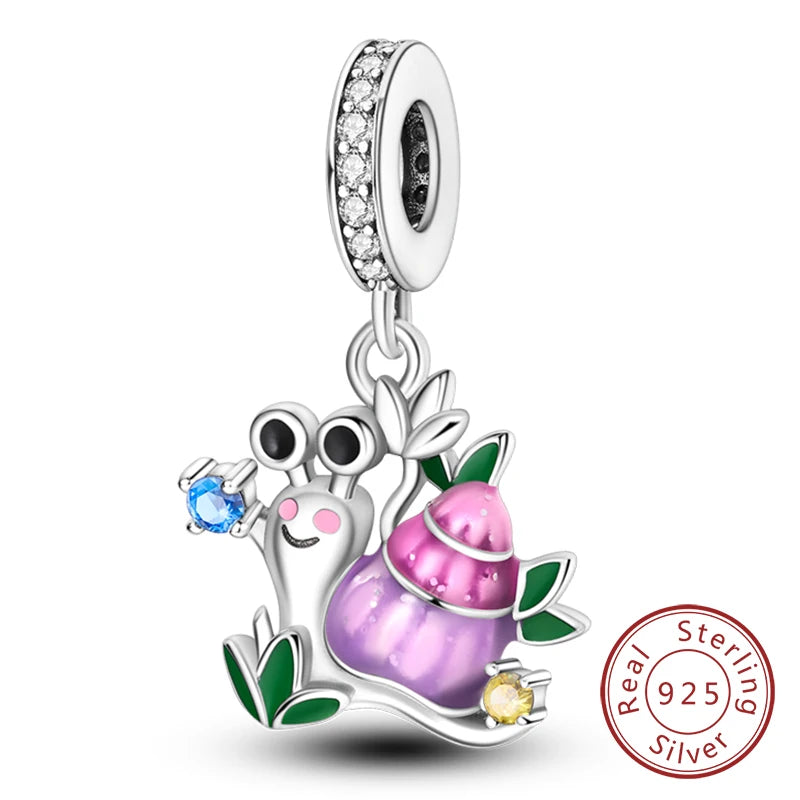 Original Sterling Silver Charm Beads Glowing Luminous Firefly Butterfly Pendant for Bracelet Charm Jewelry