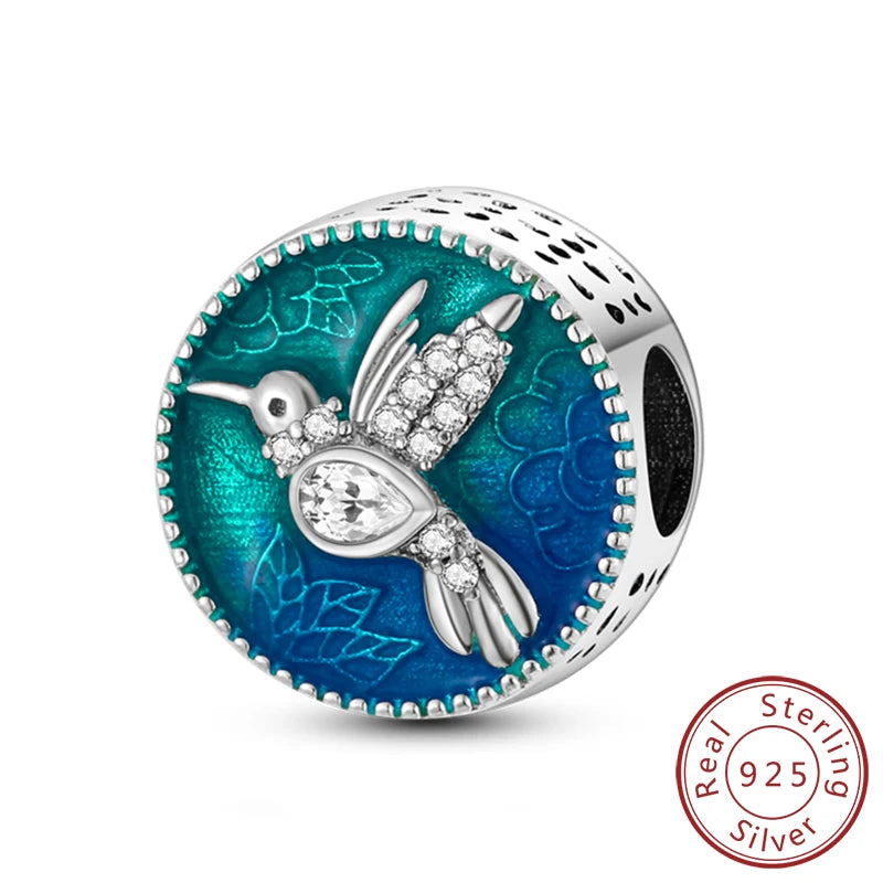 Original Sterling Silver Charm Beads Glowing Luminous Firefly Butterfly Pendant for Bracelet Charm Jewelry