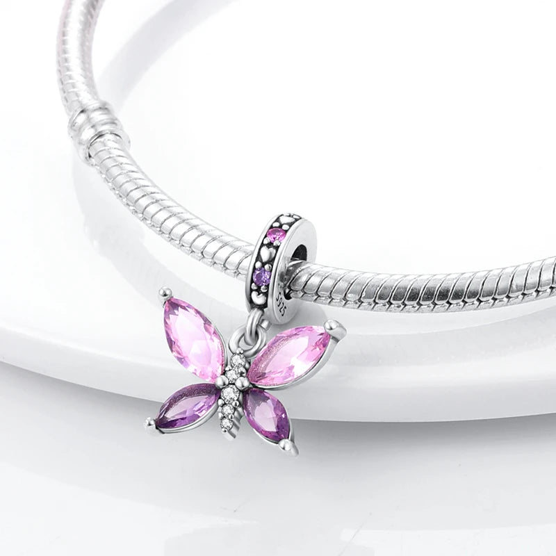 Original Sterling Silver Charm Beads Glowing Luminous Firefly Butterfly Pendant for Bracelet Charm Jewelry