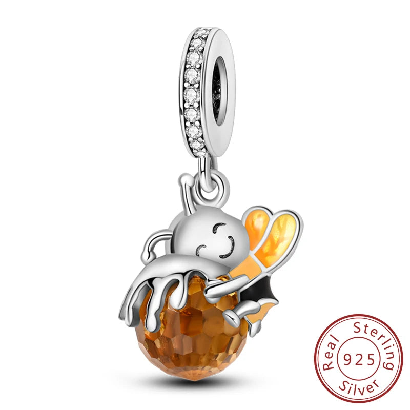 Original Sterling Silver Charm Beads Glowing Luminous Firefly Butterfly Pendant for Bracelet Charm Jewelry