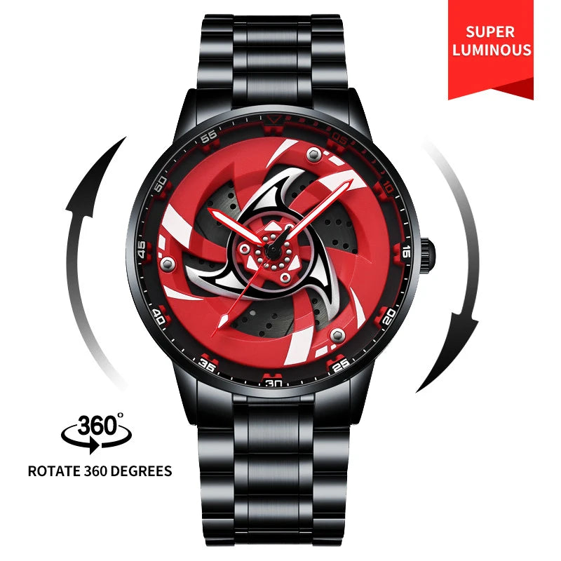 3D Real Watches Super Car Rim Spinning Men's Sports 360 Wheel