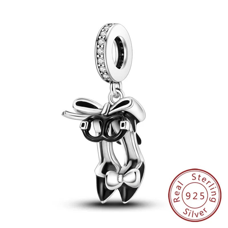 Fit Original 925 Sterling Silver Charms Beads Bow Perfume Bottle Pink Charms for Women Fine DIY Birthday Jewelry Gifts