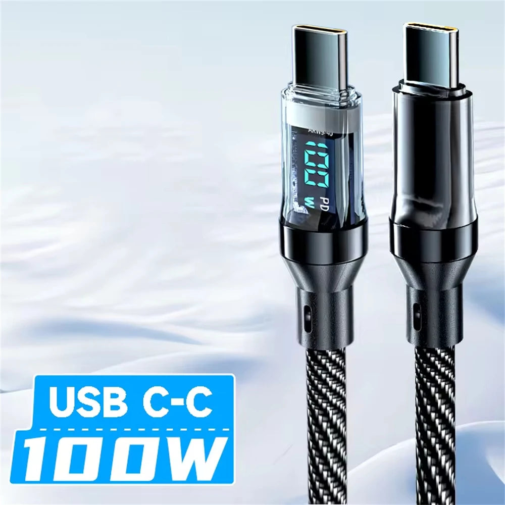 \Type C to Type C Cable Phone Super Fast Charging Cable With LED Display