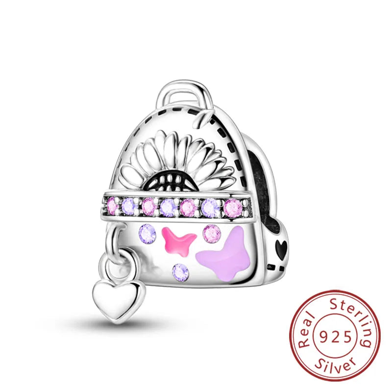 Fit Original 925 Sterling Silver Charms Beads Bow Perfume Bottle Pink Charms for Women Fine DIY Birthday Jewelry Gifts